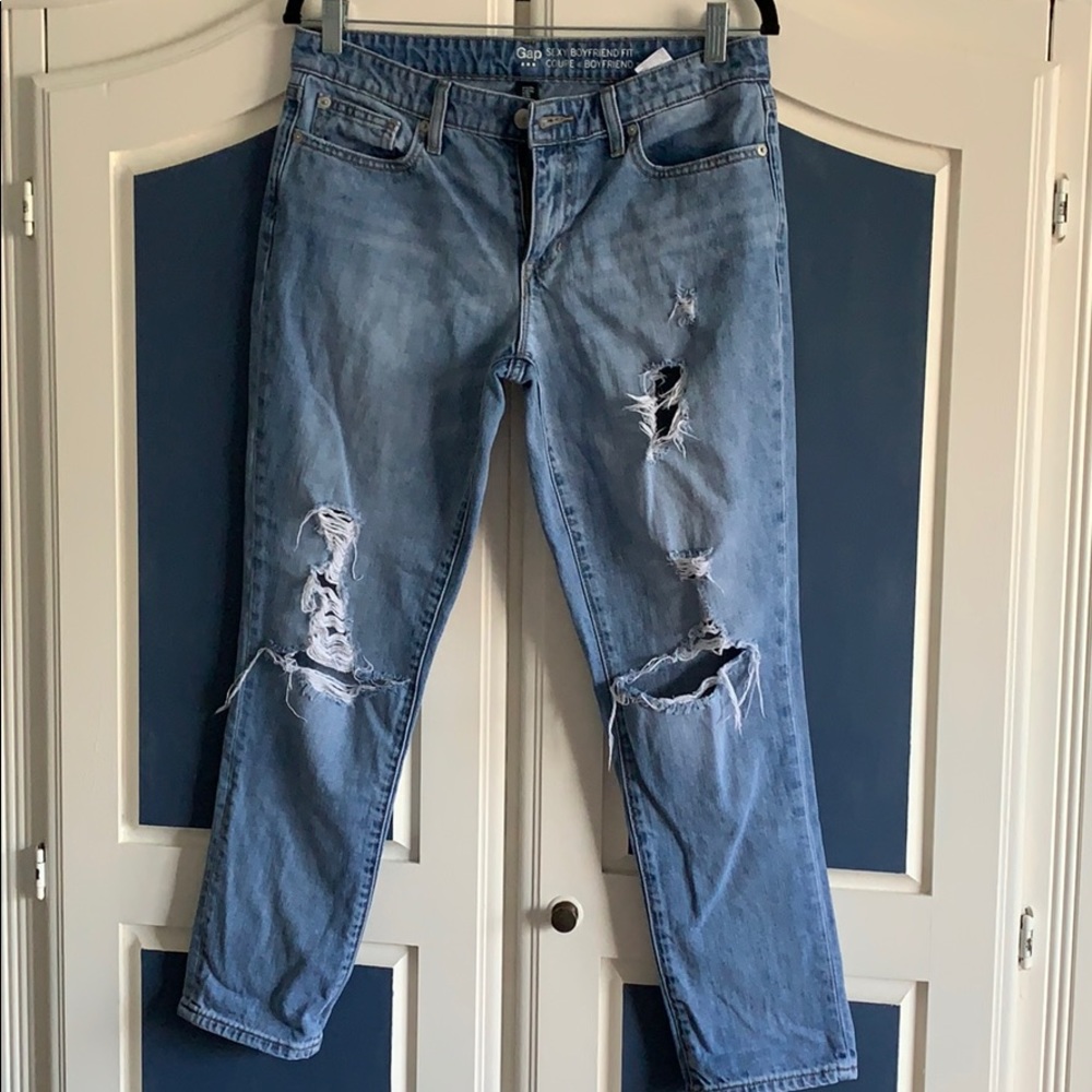 Gap (sexy boyfriend fit) ripped denim jeans